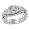0.25 CTW Diamond Cluster 3-Piece Bridal Engagement Ring 10KT White Gold - REF-37K5W
