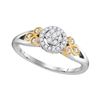 Image 1 : 0.25 CTW Diamond Cluster Millgrain Bridal Engagement Ring 10KT Two-tone Gold - REF-30H2M