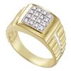 Image 1 : 0.25 CTW Mens Diamond Square Cluster Ring 10KT Two-tone Gold - REF-37N5F