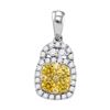 0.74 CTW Yellow Diamond Cluster Pendant 14KT White Gold - REF-75H2M
