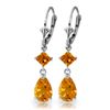 Genuine 4.5 ctw Citrine Earrings Jewelry 14KT White Gold - REF-41T4A