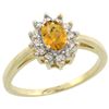 Natural 0.67 ctw Whisky-quartz & Diamond Engagement Ring 10K Yellow Gold - REF-38W6K