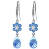 Genuine 5.51 ctw Blue Topaz & Diamond Earrings Jewelry 14KT White Gold - REF-47P4H