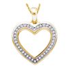 0.10 CTW Diamond Heart Outline Pendant 10KT Yellow Gold - REF-16X4Y