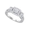 1 CTW Princess Diamond 3-stone Bridal Engagement Ring 14k White Gold - REF-134Y9X