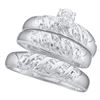 Image 1 : 0.07 CTW His & Hers Diamond Solitaire Matching Bridal Ring 10KT White Gold - REF-26W3K