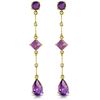 Genuine 6.06 ctw Amethyst & Diamond Earrings Jewelry 14KT Yellow Gold - REF-33R8P