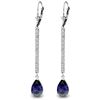 Genuine 3.6 ctw Sapphire & Diamond Earrings Jewelry 14KT White Gold - REF-70Z3N