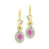 0.60 CTW Oval Created Pink Sapphire Dangle Earrings 10KT Yellow Gold - REF-22Y4X