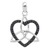 0.10 CTW Black Color Diamond Heart Love Pendant 10KT White Gold - REF-8W9K