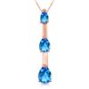 Genuine 1.71 ctw Blue Topaz Necklace Jewelry 14KT Rose Gold - REF-27F5Z