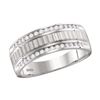 0.33 CTW Mens Channel-set Diamond Textured Wedding Ring 14KT White Gold - REF-64W4K