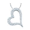 0.33 CTW Pave-set Diamond Heart Outline Pendant 14KT White Gold - REF-37H5M