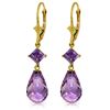 Genuine 11 ctw Amethyst Earrings Jewelry 14KT Yellow Gold - REF-39Y3F