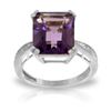 Genuine 5.62 ctw Amethyst & Diamond Ring Jewelry 14KT White Gold - REF-82Z9N
