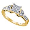 0.10 CTW Diamond Heart Love Cluster Ring 10KT Yellow Gold - REF-14K9W