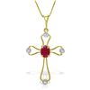 Genuine 0.57 ctw Ruby & Diamond Necklace Jewelry 14KT Yellow Gold - REF-42F2Z