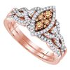 0.50 CTW Brown Diamond Cluster Bridal Engagement Ring 14KT Rose Gold - REF-82F4N