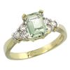Natural 1.48 ctw green-amethyst & Diamond Engagement Ring 14K Yellow Gold - REF-52G3M