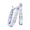 Image 1 : 0.25 CTW Princess Diamond Single Row Hoop Earrings 14KT White Gold - REF-37W5K