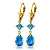 Genuine 4.5 ctw Blue Topaz Earrings Jewelry 14KT Yellow Gold - REF-41T4A