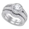 1.33 CTW Diamond Halo Bridal Engagement Ring 14KT White Gold - REF-487X4Y