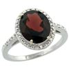 Natural 2.42 ctw Garnet & Diamond Engagement Ring 10K White Gold - REF-28W4K