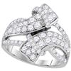 Image 1 : 2 CTW Diamond Bypass Crossover Luxury Ring 14KT White Gold - REF-157Y5X