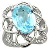 Natural 6.29 ctw blue-topaz & Diamond Engagement Ring 14K White Gold - REF-51Z6Y
