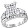 0.92 CTW Diamond Cluster Bridal Engagement Ring 10KT White Gold - REF-59X9Y