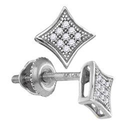 0.05 CTW Diamond Square Kite Cluster Screwback Earrings 10KT White Gold - REF-7N4F