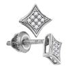 Image 1 : 0.05 CTW Diamond Square Kite Cluster Screwback Earrings 10KT White Gold - REF-7N4F