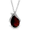 Genuine 2.03 ctw Garnet & Diamond Necklace Jewelry 14KT White Gold - REF-30T5A