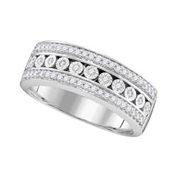 0.30 CTW Diamond Triple Row Channel Ring 10KT White Gold - REF-30Y2X