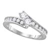 1.45 CTW Diamond 2-stone Hearts Together Bridal Ring 14KT White Gold - REF-187M4H