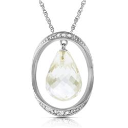 Genuine 11.60 ctw White Topaz & Diamond Necklace Jewelry 14KT White Gold - REF-112P2H