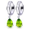 Genuine 3.9 ctw White Topaz & Peridot Earrings Jewelry 14KT White Gold - REF-50M6T