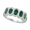 1.37 CTW Diamond Oval Emerald Ring 18KT White Gold - REF-134K9W