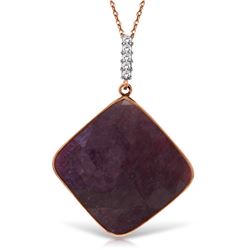 Genuine 20.33 ctw Ruby & Diamond Necklace Jewelry 14KT Rose Gold - REF-84M8T