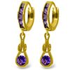 Genuine 2.15 ctw Amethyst Earrings Jewelry 14KT Yellow Gold - REF-75T2A