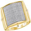 0.85 CTW Mens Pave-set Diamond Square Dome Cluster Ring 10KT Yellow Gold - REF-97H4M