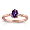 Genuine 0.46 ctw Amethyst & Diamond Ring Jewelry 14KT Rose Gold - REF-27K3V