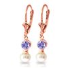 Genuine 5.2 ctw Tanzanite & Pearl Earrings Jewelry 14KT Rose Gold - REF-41F4Z