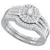 0.48 CTW Diamond Strand Halo Bridal Wedding Engagement Ring 10KT White Gold - REF-52H4M