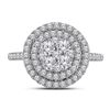 1 CTW Diamond Double Halo Cluster Ring 14KT White Gold - REF-104W9K