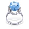 Genuine 7.58 ctw Blue Topaz & Diamond Ring Jewelry 14KT White Gold - REF-85Y2F