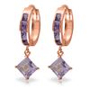 Genuine 3.8 ctw Amethyst Earrings Jewelry 14KT Rose Gold - REF-52P9H