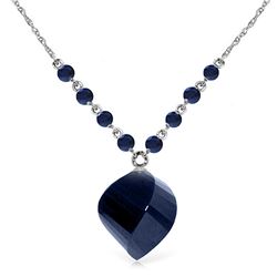 Genuine 16.25 ctw Sapphire Necklace Jewelry 14KT White Gold - REF-46H2X