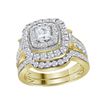 2 CTW Diamond Square Halo Bridal Engagement Ring 14KT Yellow Gold - REF-285M2H