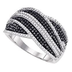 0.75 CTW Black Color Diamond Cocktail Ring 10KT White Gold - REF-67N4F